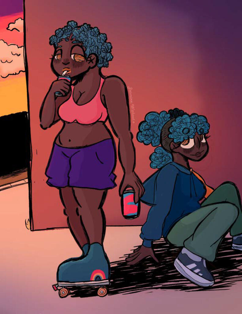 Sisters Chilling in a Alleyway, Photoshop