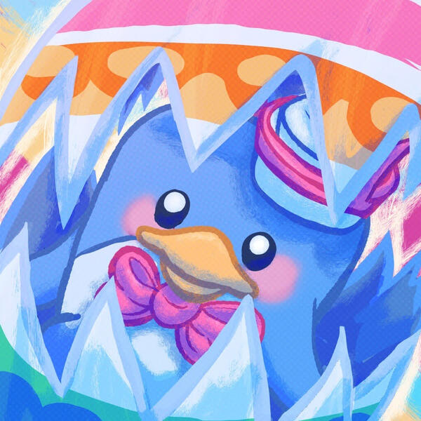 Tuxedo Sam in Easter Egg, Krita. A drawing created to be added to a calendar for the month of April (2026) for the KSU Hello Kitty Club.